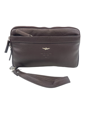 POCHETTE DA POLSO UOMO IN PELLE AERONAUTICA MILITARE AM-571 MORO