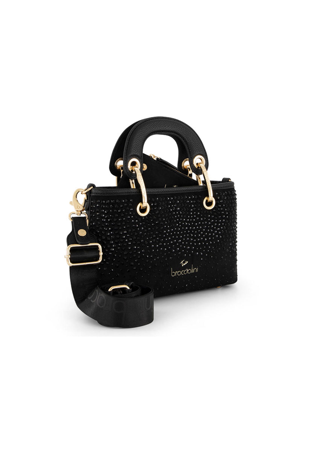 BORSA A MANO E TRACOLLA MINI BRACCIALINI BETH STRASS B19242 NERO