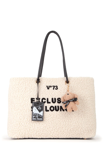 BORSA A SPALLA DONNA GRANDE V73 SKI LOUNGE 73BS9A501 ECRU-NERO