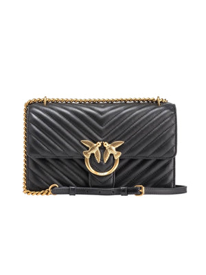 PINKO CLASSIC LOVE BAG ONE CHEVRON 100941 A0GK BLACK