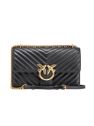 PINKO CLASSIC LOVE BAG ONE CHEVRON 100941 A0GK BLACK