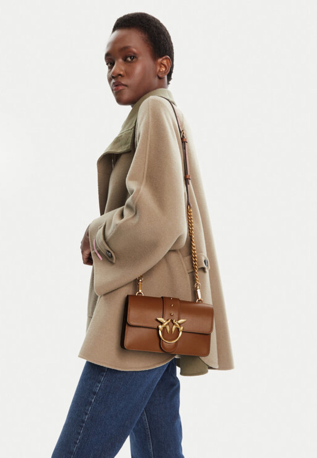 BORSA PINKO LOVE ONE MINI 105856 A0F1 L17Q MARRONE LEONE