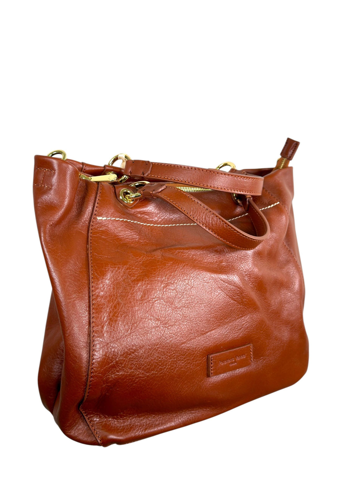 BORSA A MANO E TRACOLLA IN PELLE PELLETTERIA VENETA GRANDE F26203 CUOIO