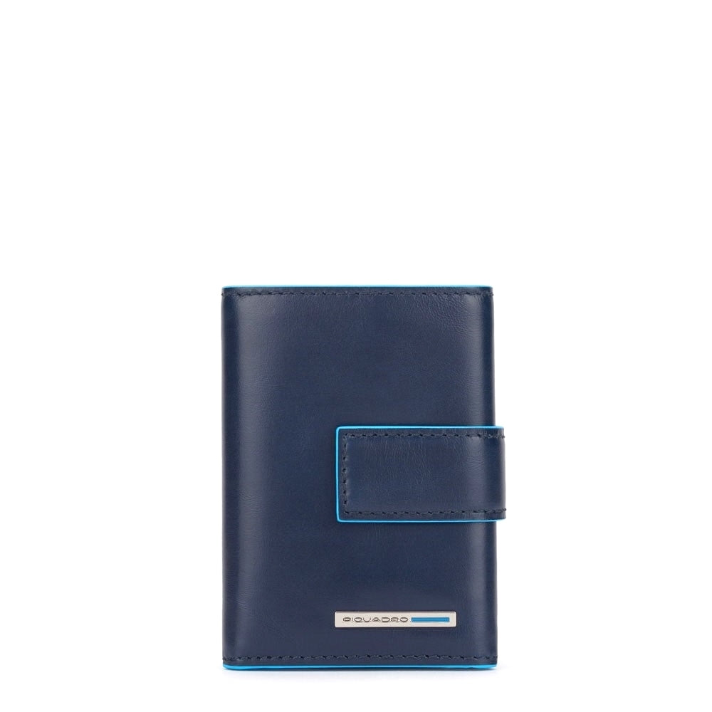 PIQUADRO WALLET CARD HOLDER + BANKNOTES + COINS BLUE SQUARE PU5957B2R BLUE