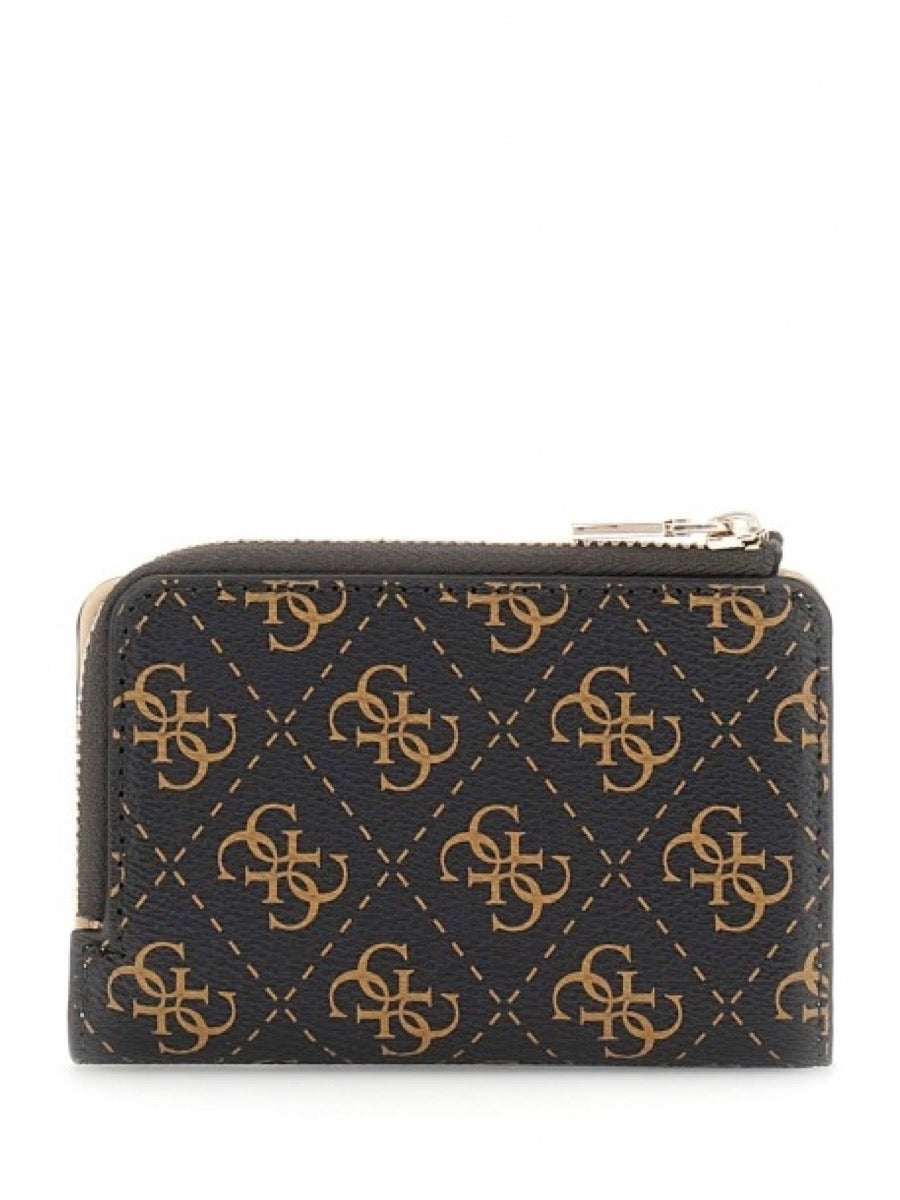 GUESS SMALL WOMEN'S WALLET LAUREL SLG QE8500156 BROWN LOGO