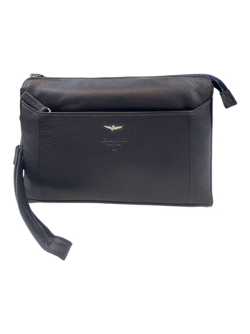 POCHETTE CLUTCH DA POLSO UOMO IN PELLE GRANDE AERONAUTICA MILITARE AM-572 BLU