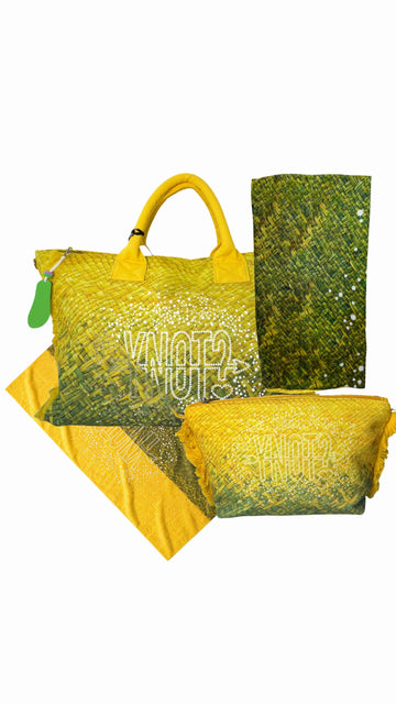 COORDINATO MARE BORSA GRANDE+ NECESSAIRE+PAREO+TELO MARE YNOT MACAO LIME