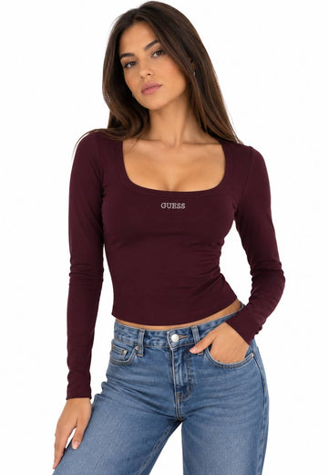 MAGLIA MANICHE LUNGHE DONNA GUESS V6BP05K6318 RGP BORDEAUX