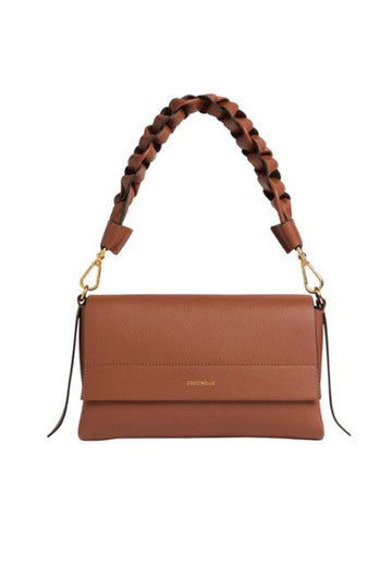 BORSA A SPALLA E TRACOLLA  COCCINELLE BOHEME GRANA DOUBLE E1M50120101 682 COGNAC-NOIR