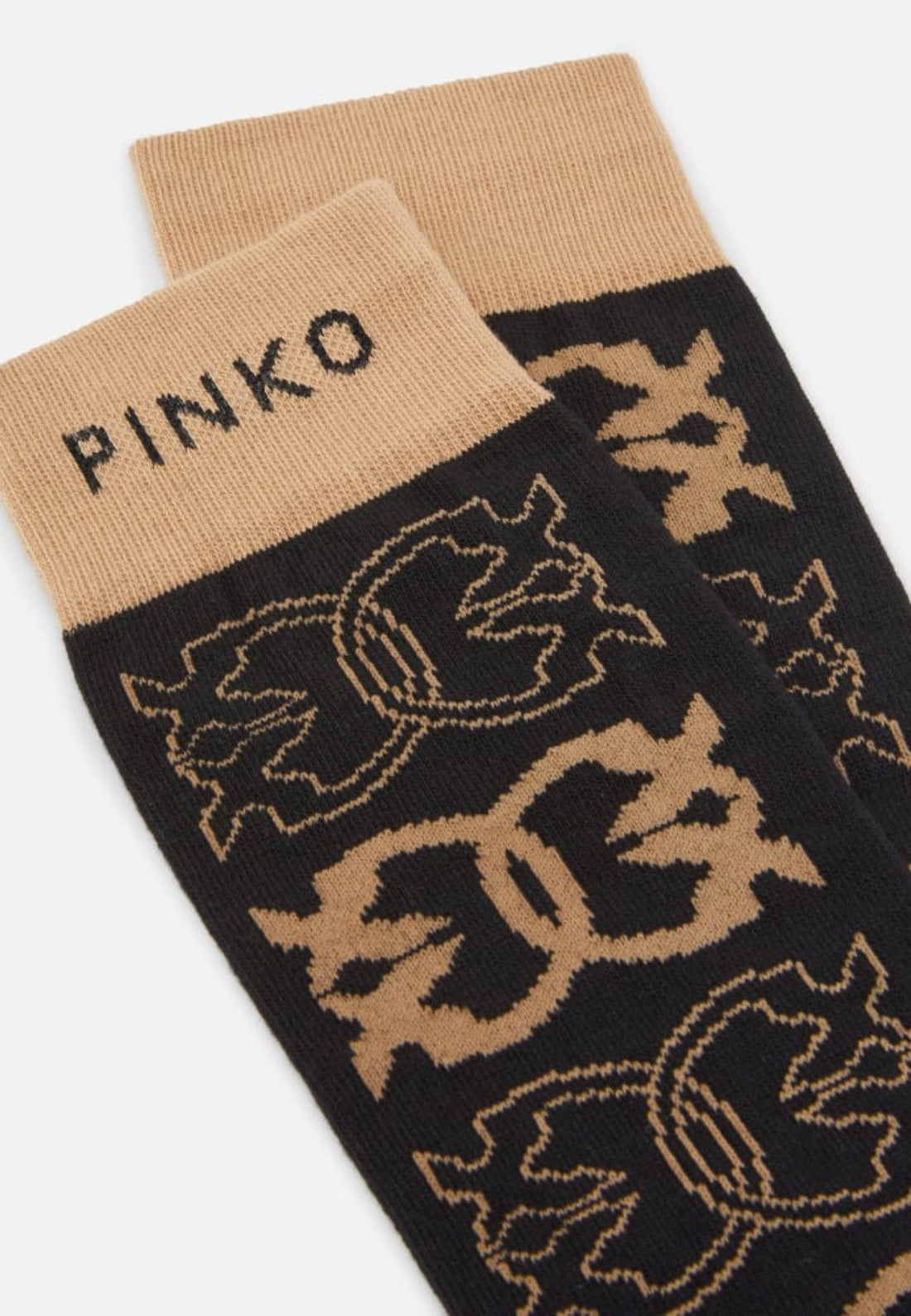 CALZINI PINKO MONACO JACQUARD LOGO 106054 A2ZG ZC0 NERO-CAMMELLO