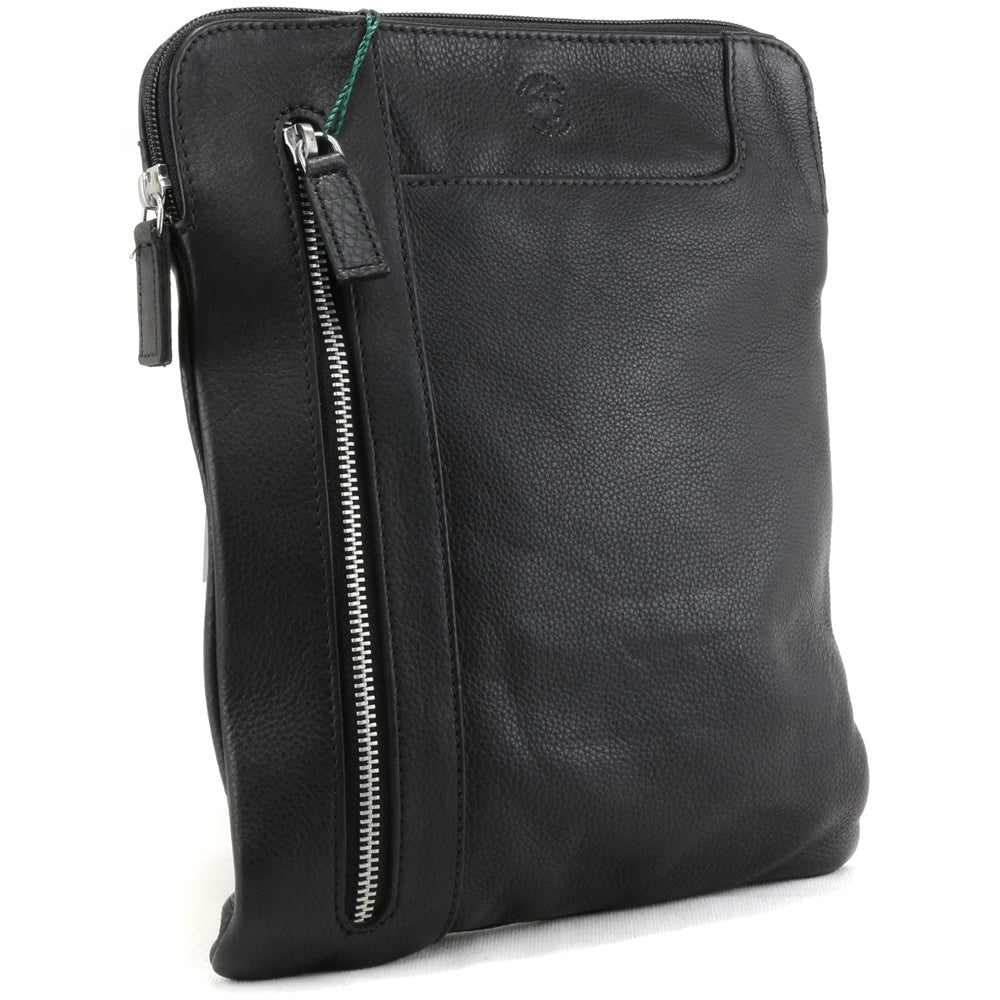 BORSELLO TRASVERSALE UOMO IN PELLE BEVERLY HILLS POLO CLUB GRANDE BH-8471 NERO