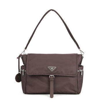 BORSA A SPALLA E TRACOLLA NYLON DONNA YNOT STE-007F7 CHOCO