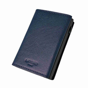 PORTAFOGLIO MOERO PRO SAFFIANO CON ZIP BLU SCOCCA NERO