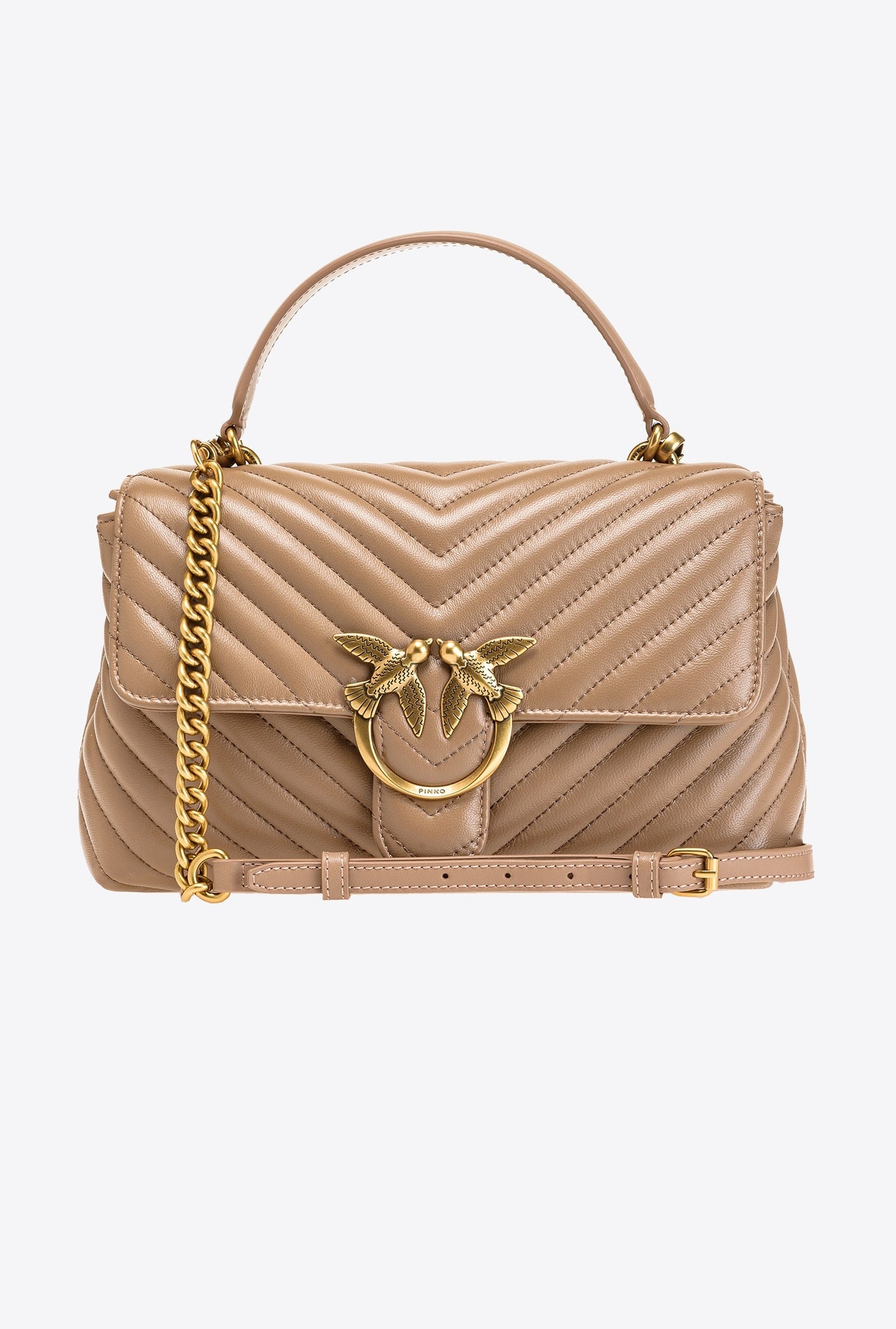 PINKO LOVE LADY PUFF CLASSIC CHEVRON BAG 100043 A0GK GINGER BISCUITS