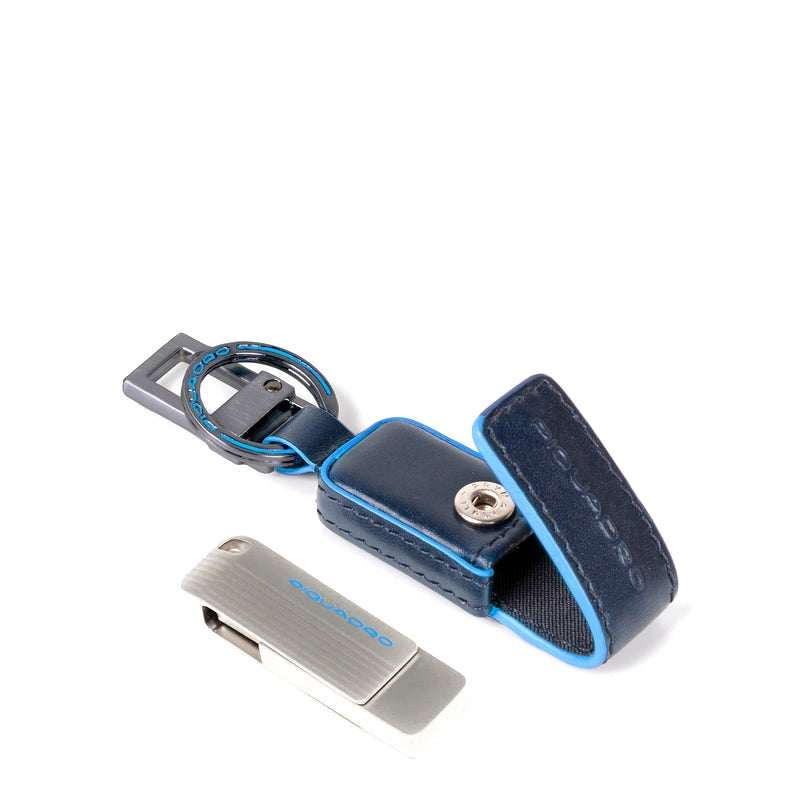 PORTACHIAVI CON CHIAVETTA USB PIQUADRO BLUE SQUARE AC6567B2 BLU2