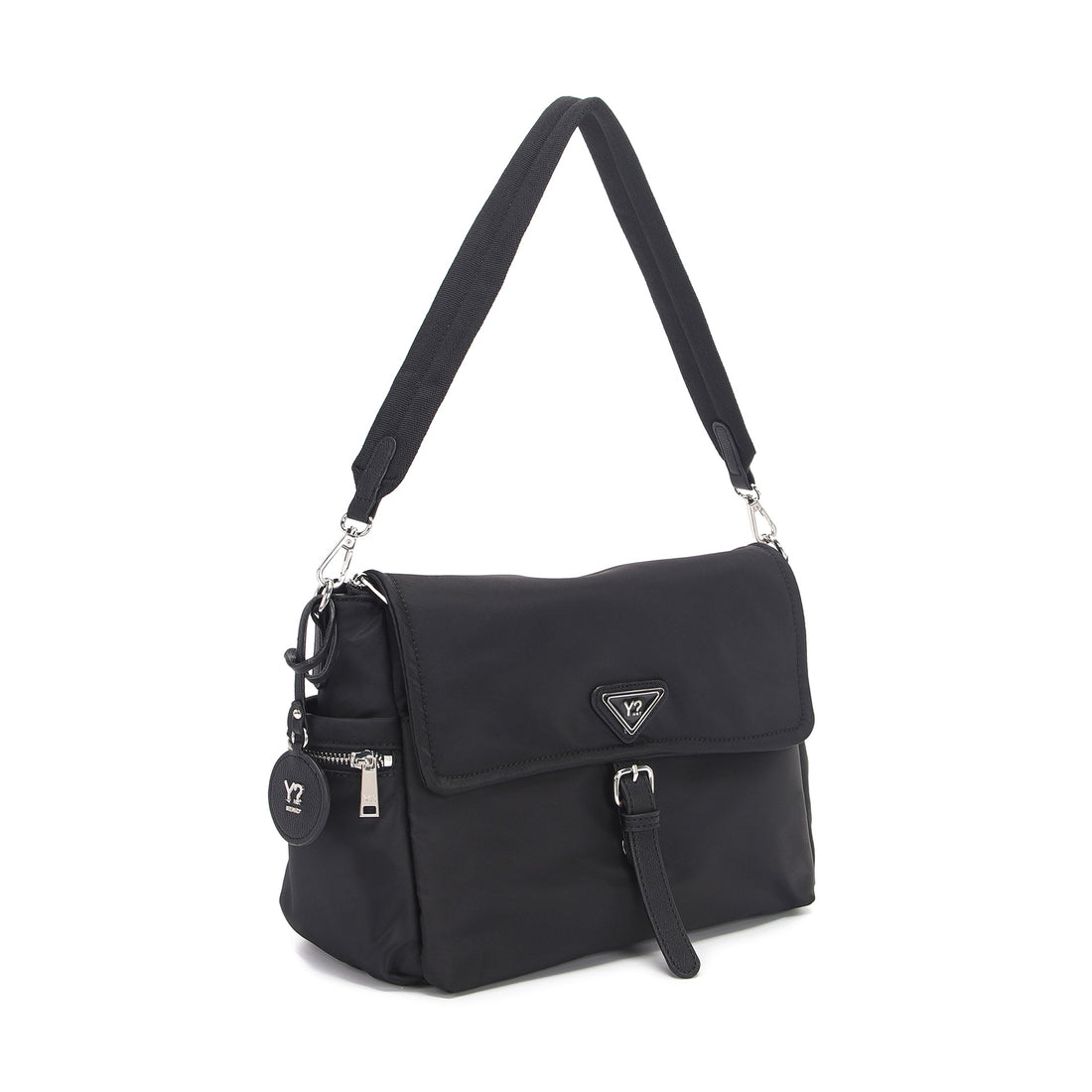 BORSA A SPALLA E TRACOLLA NYLON DONNA YNOT STE-007F7 BLACK