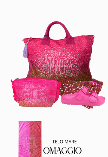 COORDINATO MARE BORSA MEDIA + NECESSAIRE+SANDALI+PAREO YNOT MACAO GUAVA