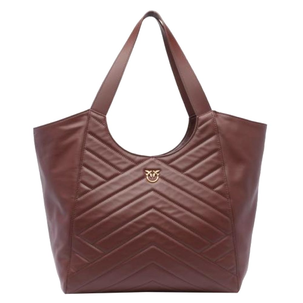 BORSA PINKO TOTE BAG PUZZLE TRAPUNTATA 104536 A29Y L86Q CIOCCOLATO AMARO