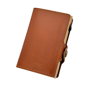 PORTAFOGLIO MOERO PRESTIGE CON ZIP MARRONE CON SCOCCA ORO