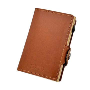 PORTAFOGLIO MOERO PRESTIGE CON ZIP MARRONE CON SCOCCA ORO