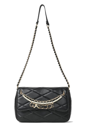 BORSA MEDIUM A TRACOLLA  GAELLE MATELASSè E PERLE GAACW02441 NERO