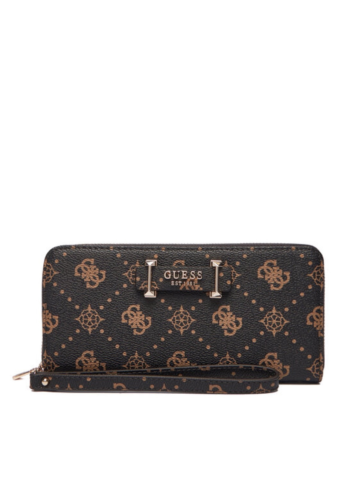 PORTAFOGLIO DONNA ZIP AROUND GUESS SILIA SLG GP9890146 ESPRESSO LOGO MARRONE SCURO