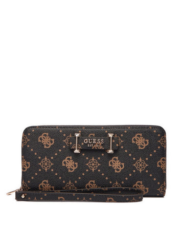 PORTAFOGLIO DONNA ZIP AROUND GUESS SILIA SLG GP9890146 ESPRESSO LOGO MARRONE SCURO