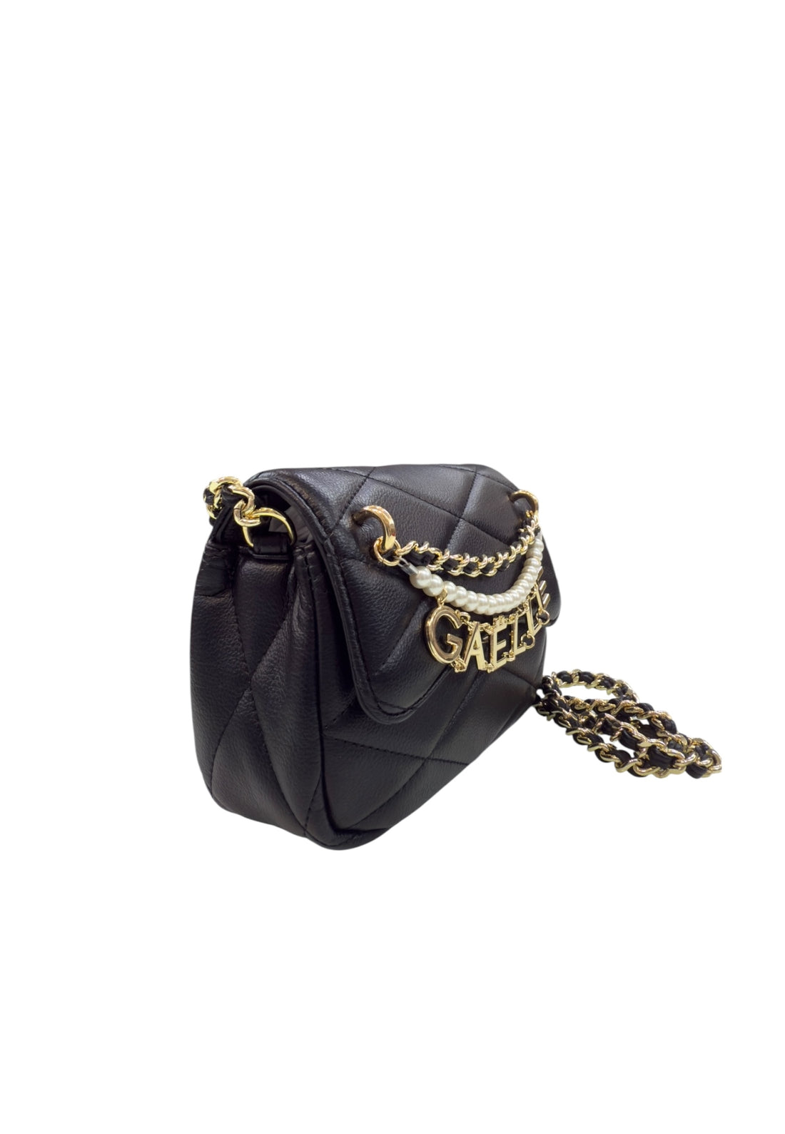 BORSA TRACOLLINA GAELLE MATELASSè E PERLE GAACW02442 NERO