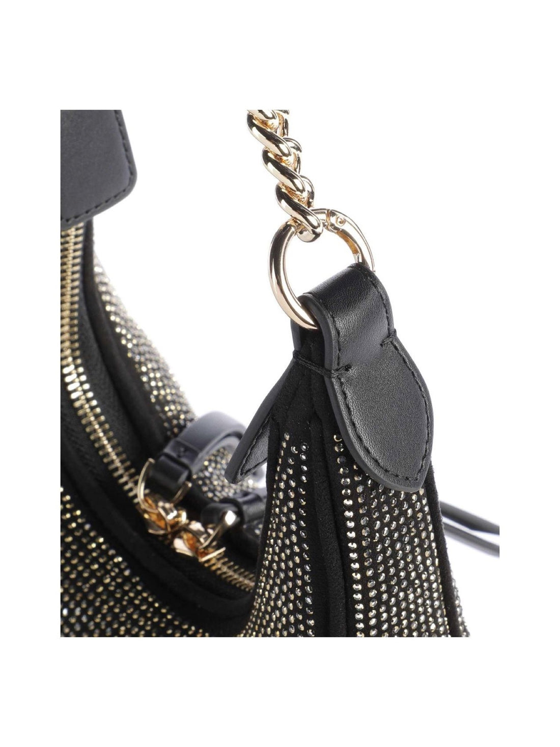 PINKO MINI BRIOCHE BAG HOBO SATIN+RHINESTONE 101433 A159 BLACK