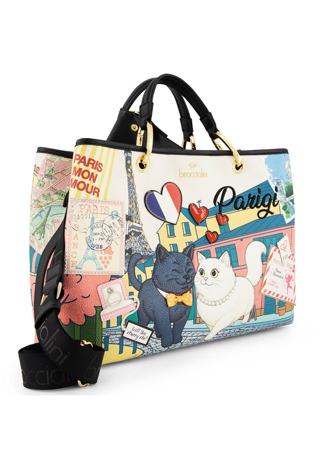 BORSA A MANO E TRACOLLA  BRACCIALINI CARTOLINE B19162 PARIGI