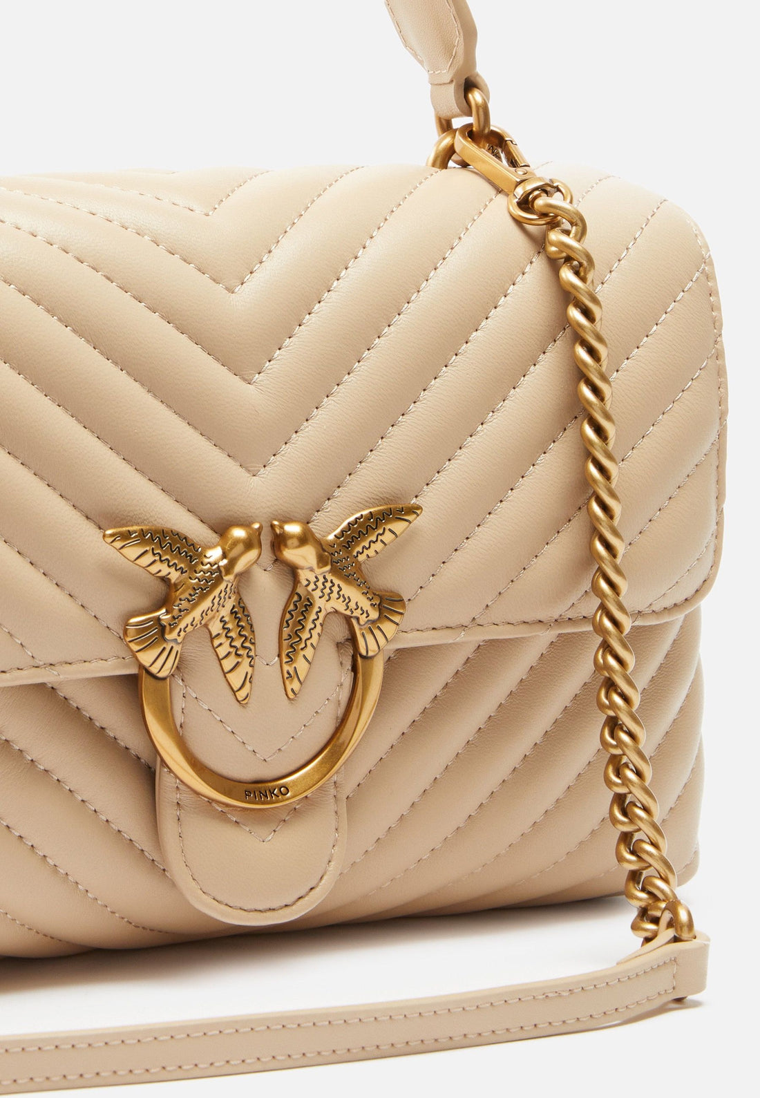 BORSA PINKO LOVE LADY PUFF CLASSIC CHEVRON 100043 A0GK C50Q BEIGE GRIGIO FUMO