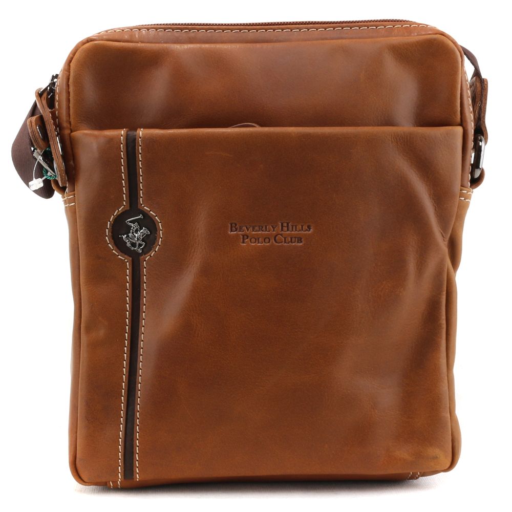 BORSELLO TRASVERSALE UOMO IN PELLE BEVERLY HILLS POLO CLUB BH-382 BRANDY