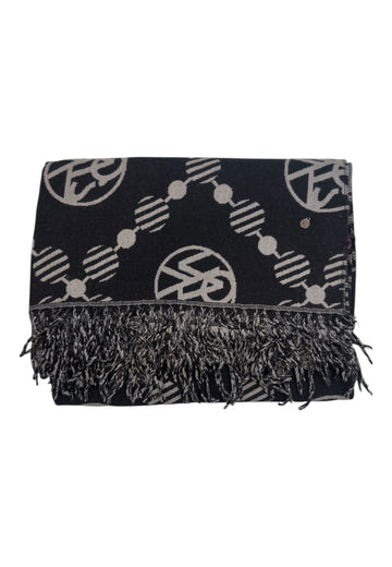 SCIARPA DONNA YNOT REVERSIBILE CON FRANGE LOGO LOG-114F6 BLACK