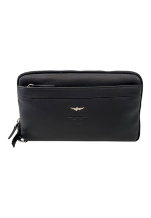 POCHETTE DA POLSO UOMO IN PELLE AERONAUTICA MILITARE AM-571 NERO