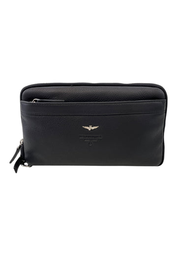 POCHETTE DA POLSO UOMO IN PELLE AERONAUTICA MILITARE AM-571 NERO