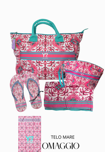 COORDINATO MARE BORSA + NECESSAIRE+SANDALI+ PAREO YNOT LIPARI PINK