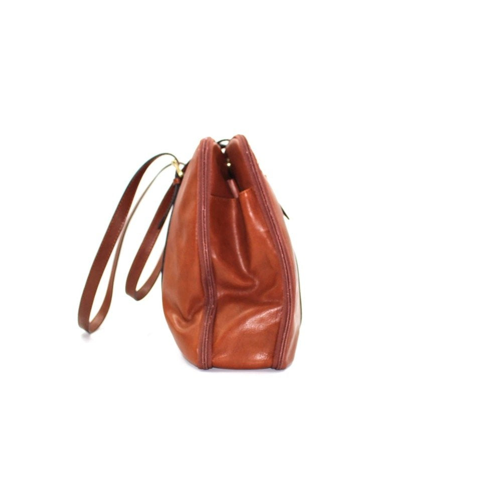 BROWN HANDCRAFTED LEATHER SHOPPING BAG