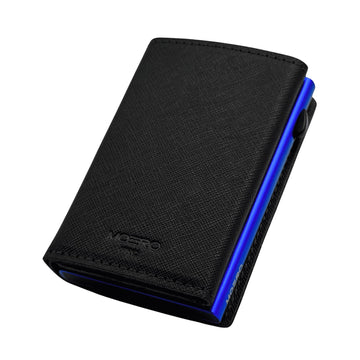 PORTAFOGLIO MOERO PRO PLUS CON ZIP SAFFIANO SPLIT BLACK E BLU SCOCCA BLU