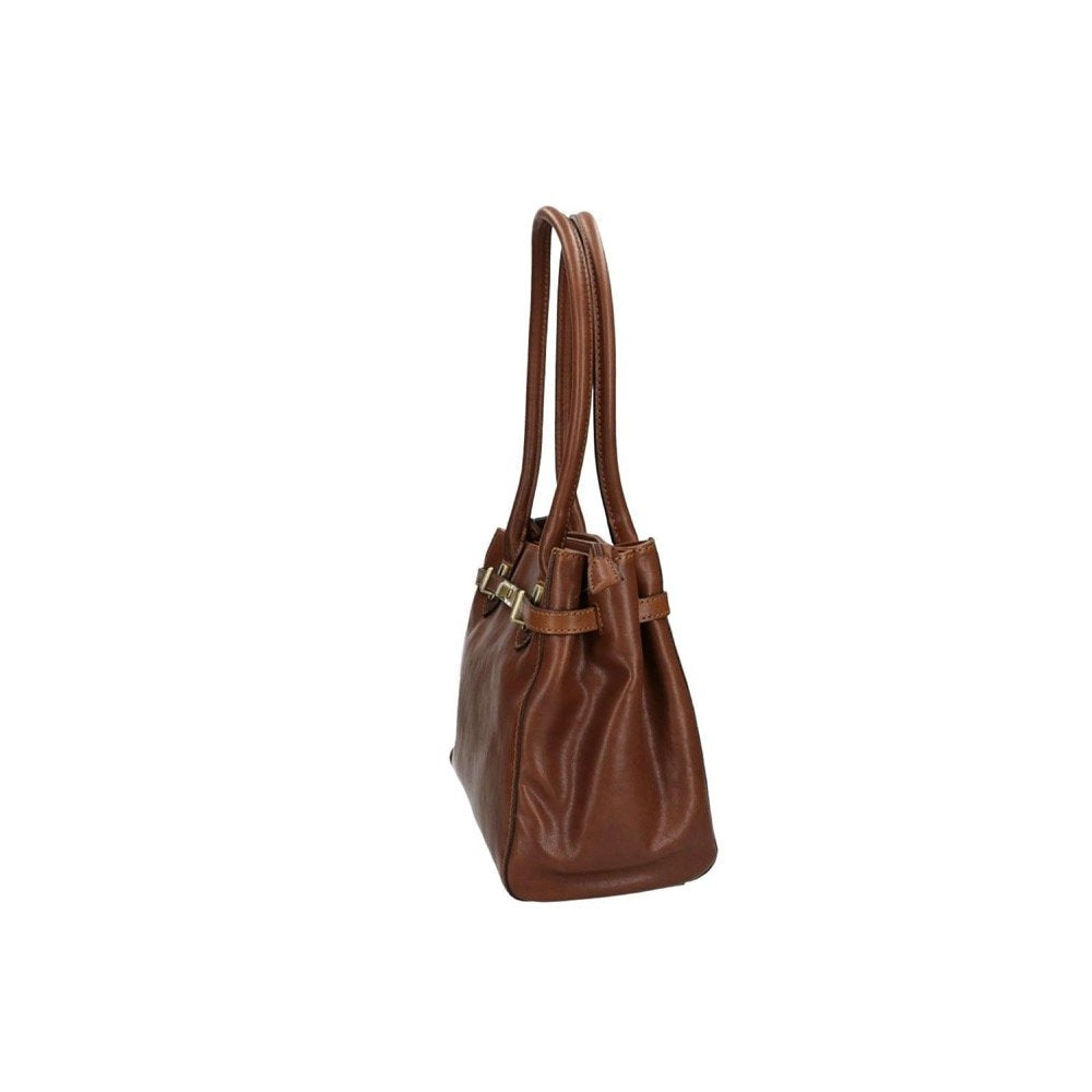 HANDMADE LEATHER SHOPPING BAG 107643 BROWN