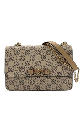 BORSA TRACOLLINA DONNA BEVERLY HILLS POLO CLUB BH-4535 BEIGE STAMPA
