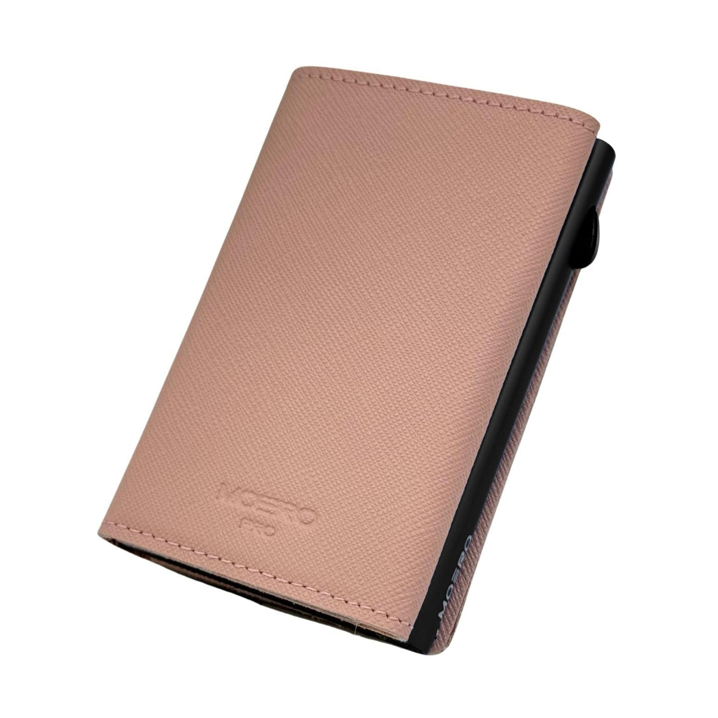 PORTAFOGLIO MOERO PRO CON ZIP SAFFIANO ROSA CON SCOCCA NERO