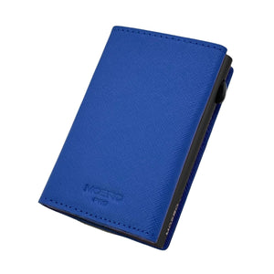 PORTAFOGLIO MOERO PRO SAFFIANO CON ZIP BLU SHOCK-NERO