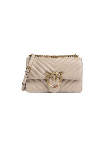 BORSA PINKO LOVE ONE MINI CHEVRON 100074 A0GK C50Q BEIGE GRIGIO FUMO