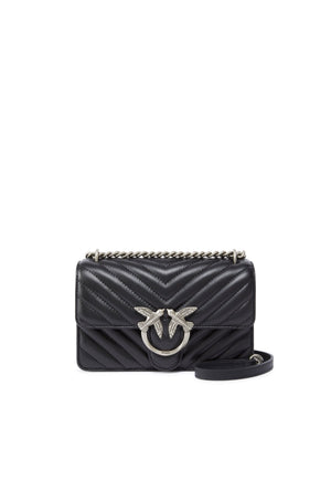 BORSA PINKO LOVE MINI CHEVRON 100074 A0GK Z99O NERO-ARGENTO