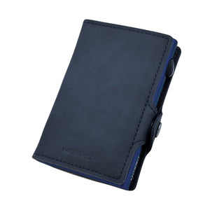PORTAFOGLIO MOERO VINTAGE CON ZIP BLU SCOCCA BLU MIDNIGHT