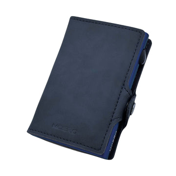 PORTAFOGLIO MOERO VINTAGE CON ZIP BLU SCOCCA BLU MIDNIGHT