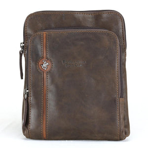 BORSELLO TRASVERSALE UOMO IN PELLE BEVERLY HILLS POLO CLUB BH-380 MORO