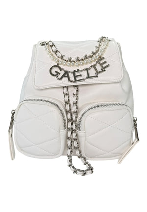 ZAINO MINI BACK PACK PERLE E CHARMS DONNA GAELLE GAACW03126 BIANCO