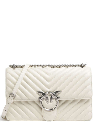 BORSA PINKO LOVE MINI CHEVRON 100074 A0GK Z14O BIANCO-SILVER