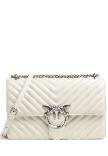 BORSA PINKO LOVE MINI CHEVRON 100074 A0GK Z14O BIANCO-SILVER